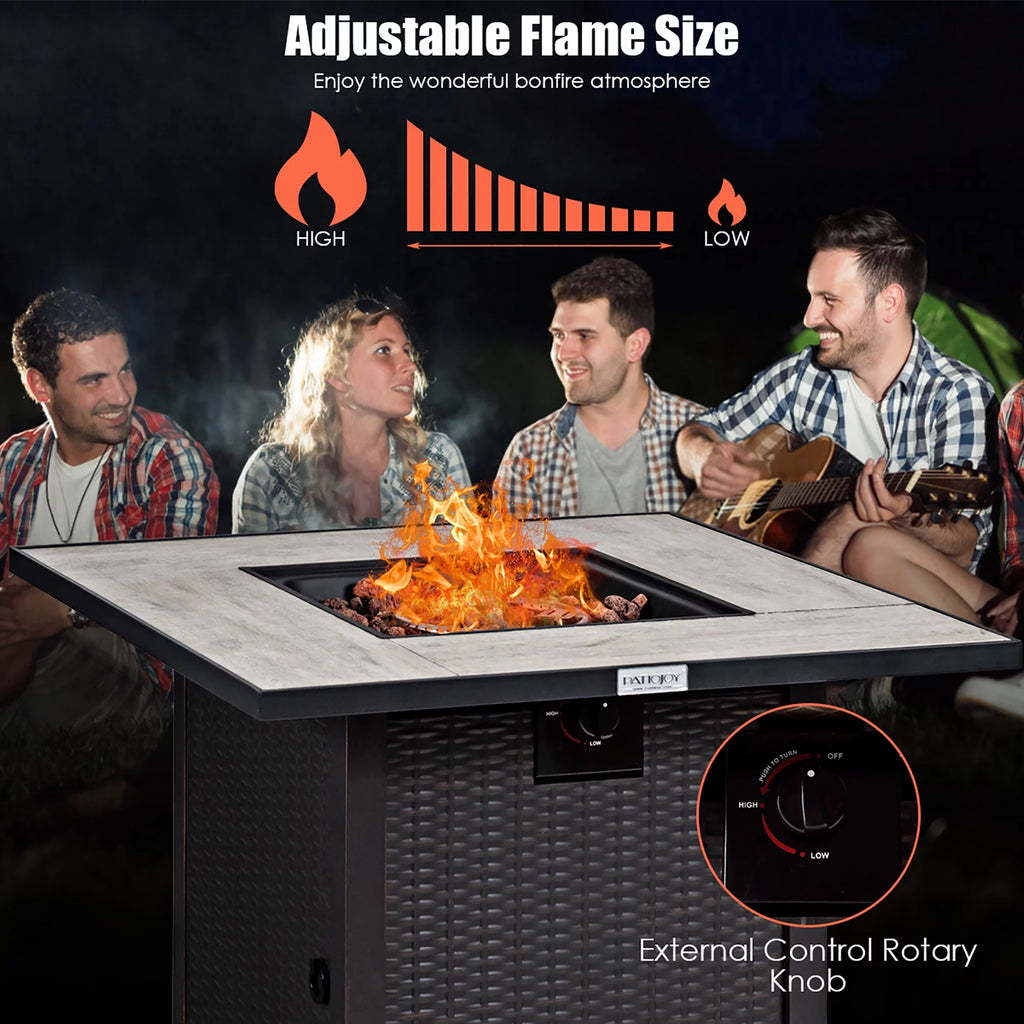30'' Square Propane Gas Fire Pit Table 50,000 BTU with Cover P312