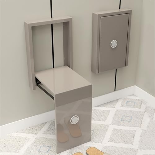Slim Folding Shoe Changing Stool Wall Mounted Foldable Chairs Storable Entrance Chair R29960