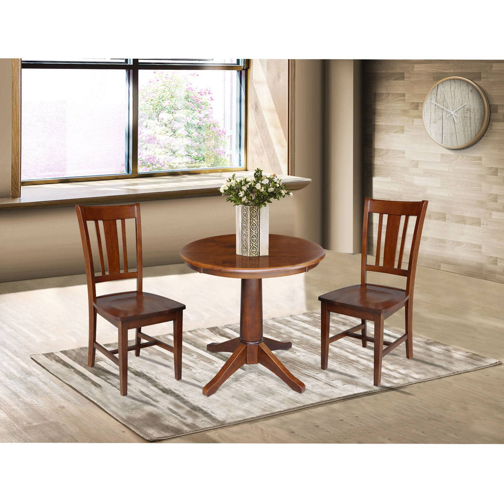 Espresso Round Top Pedestal Table with 2 Chairs N414931
