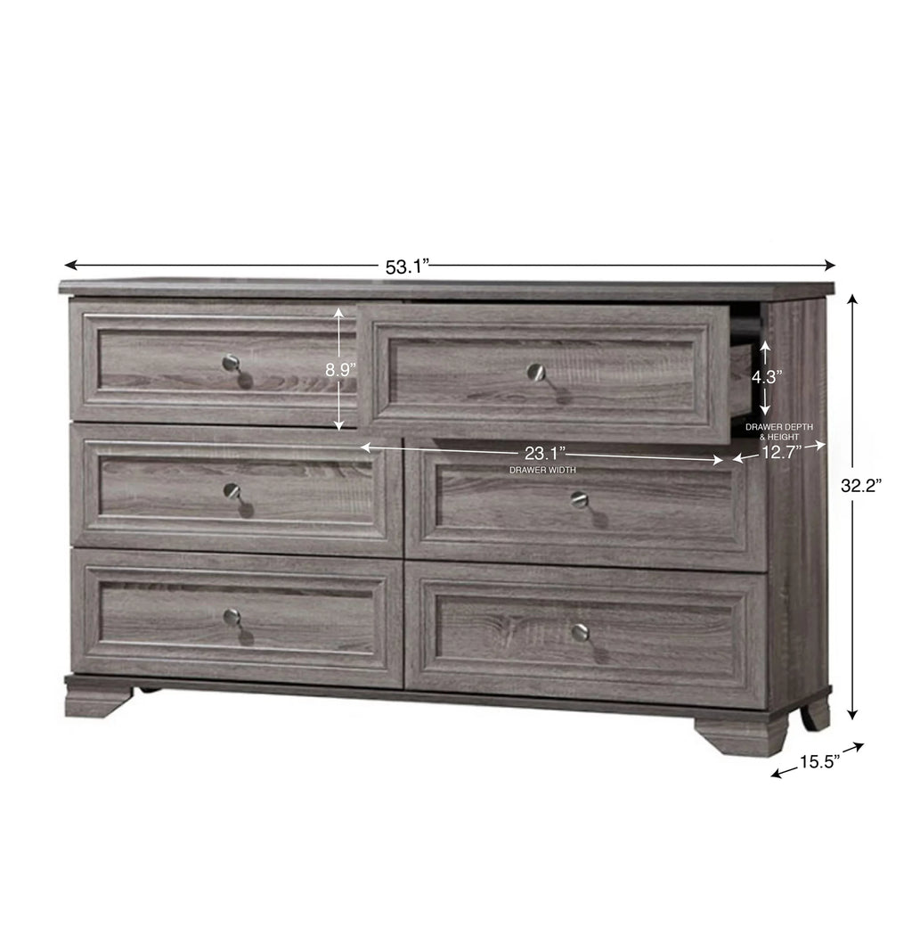 6 Drawer Double Dresser W6414
