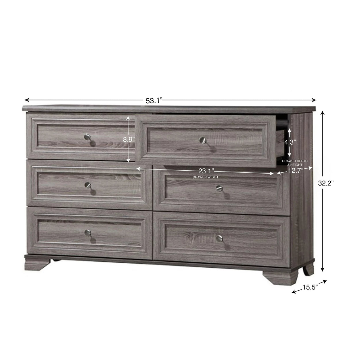 6 Drawer Double Dresser W6414