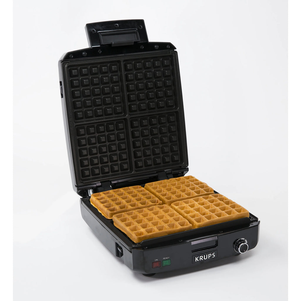 4 Slice Stainless Steel Belgian Waffle Maker with Removable Plates W183370