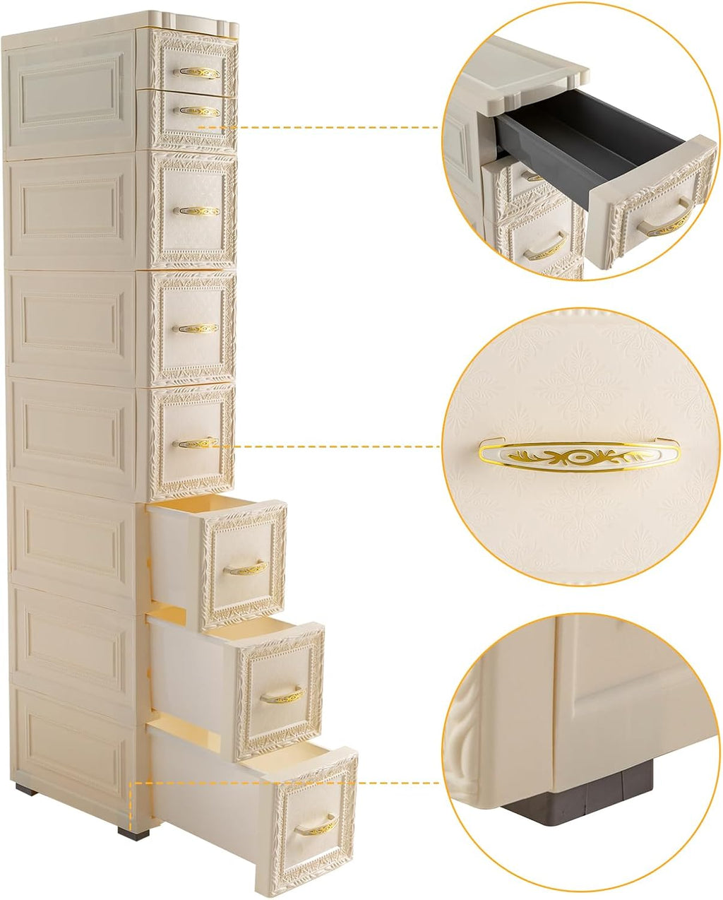 8 Drawer Narrow Storage Cabinet with Pull Handles I7315