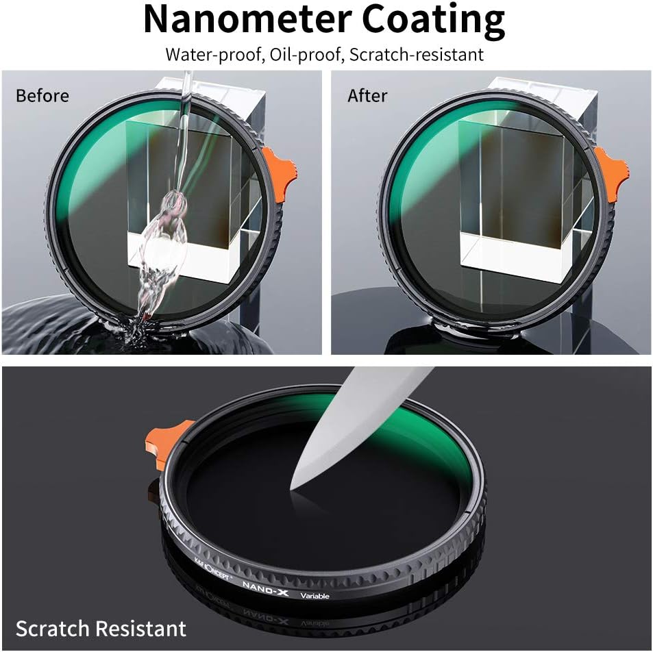 72mm Variable ND Filter ND2-ND400 with Multi-Layer Coatings AGC Glass K456