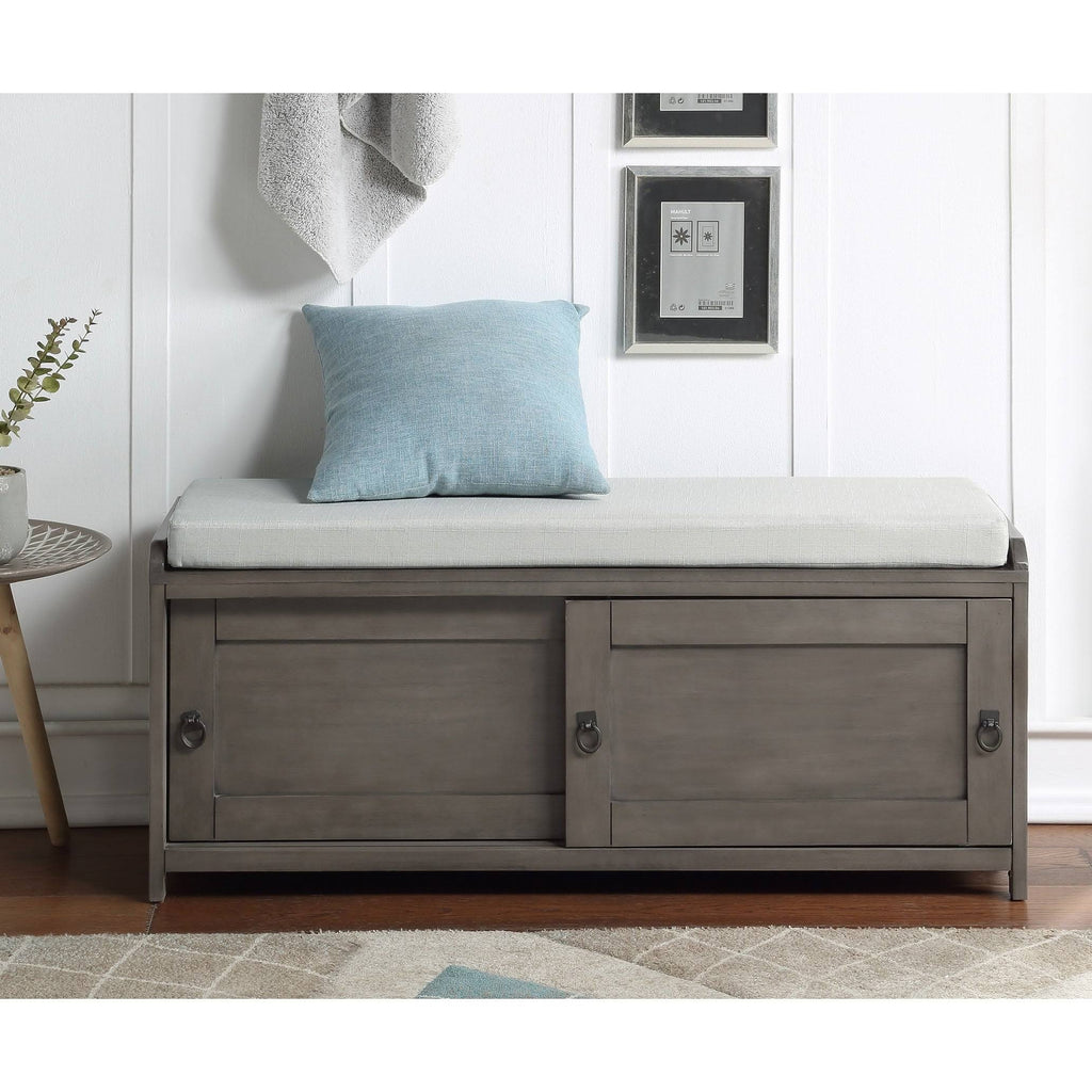Wood Storage Bench with 2 Cabinets Black Z24582