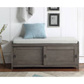 Wood Storage Bench with 2 Cabinets Black Z24582
