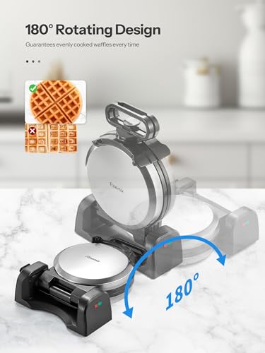 Double Belgian Waffle Maker 180°Flip Nonstick Stainless Steel V2497