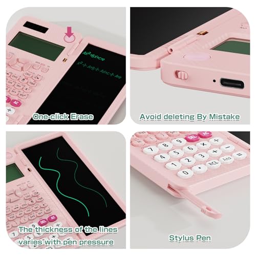 82 MS Foldable 2-Line Display Scientific Calculator with Writing Tablet, Solar and Battery Powered H538086