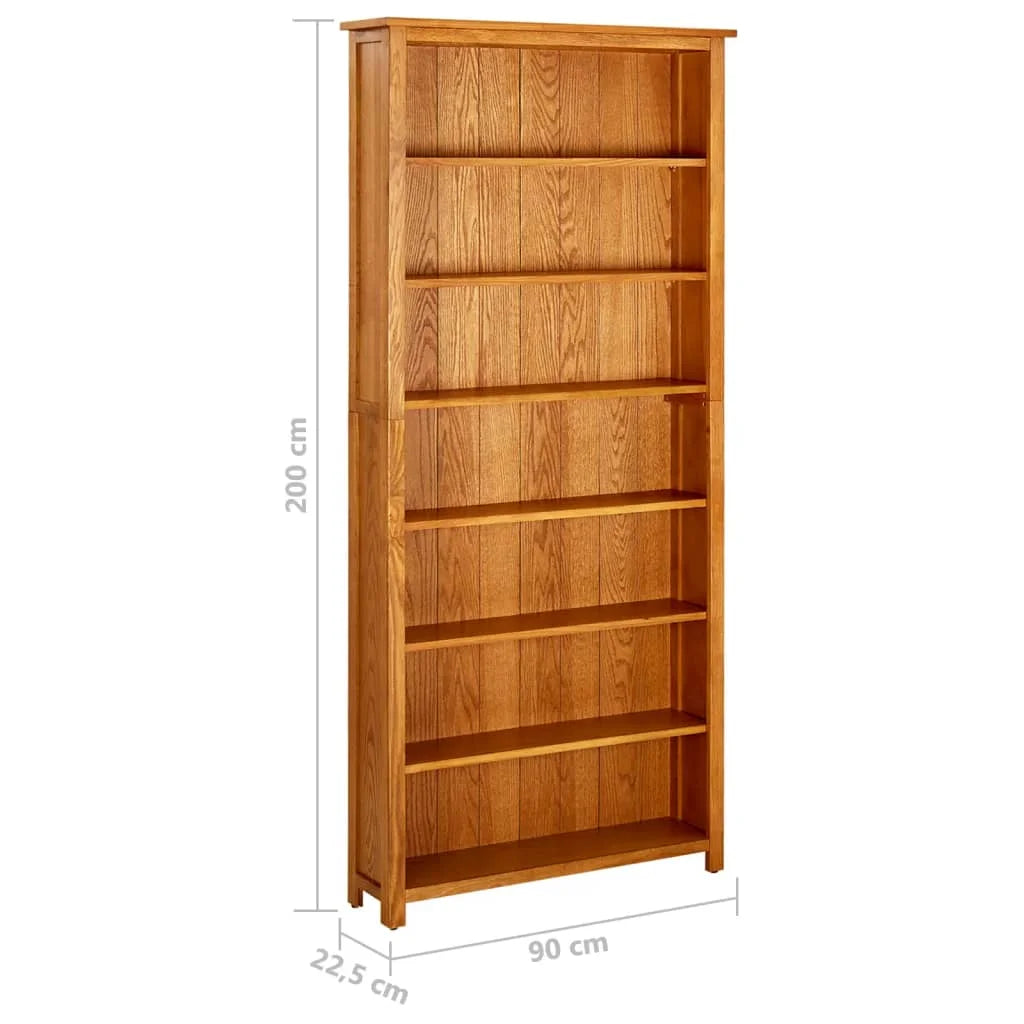 7-Tier Solid Oak Wood Bookcase M108