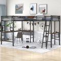 Twin Metal Loft Bed with Desk and Ladders O445298