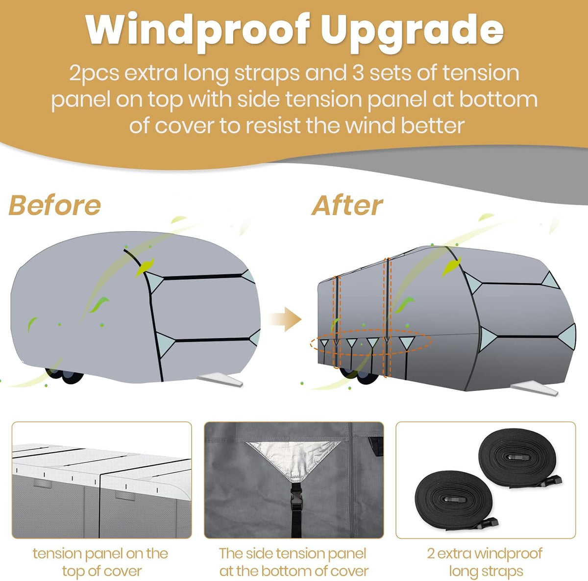 Waterproof Travel Trailer RV Cover with Cotton Lining G1732