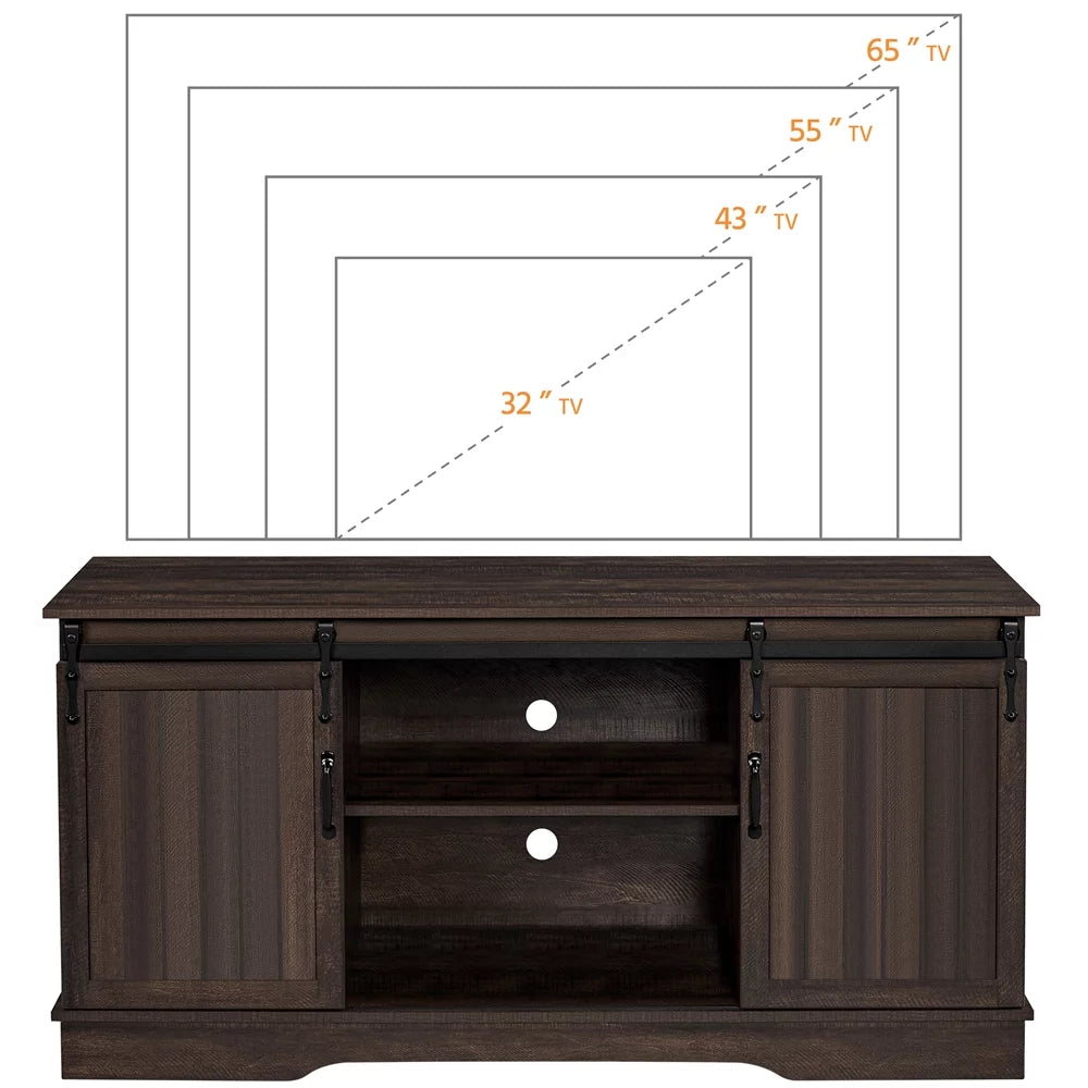 Modern TV Stand with Storage Shelves up to 65 Inch Rustic Brown I966380