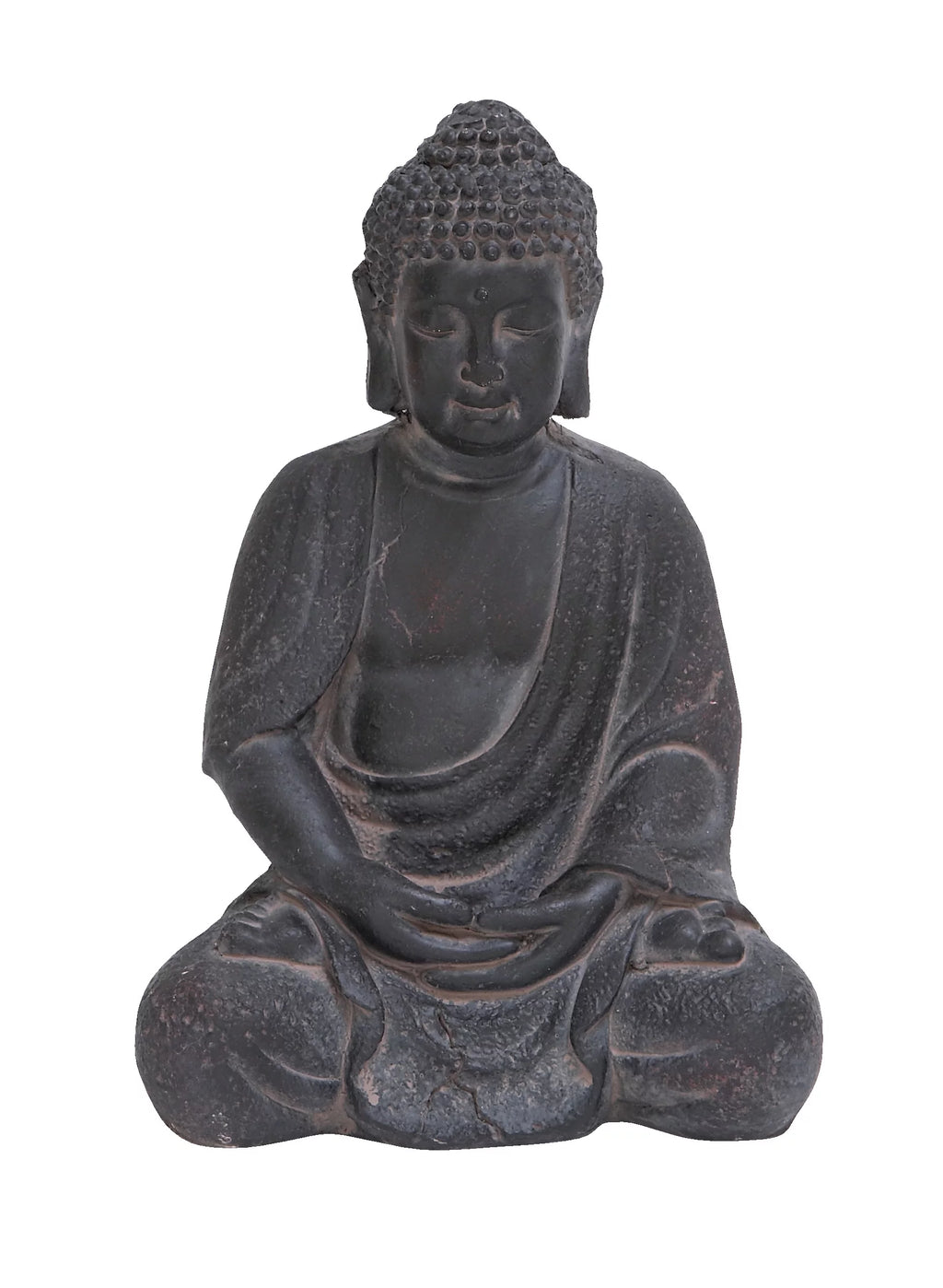 8" x 12" Gray Ceramic Meditating Buddha Sculpture E43844