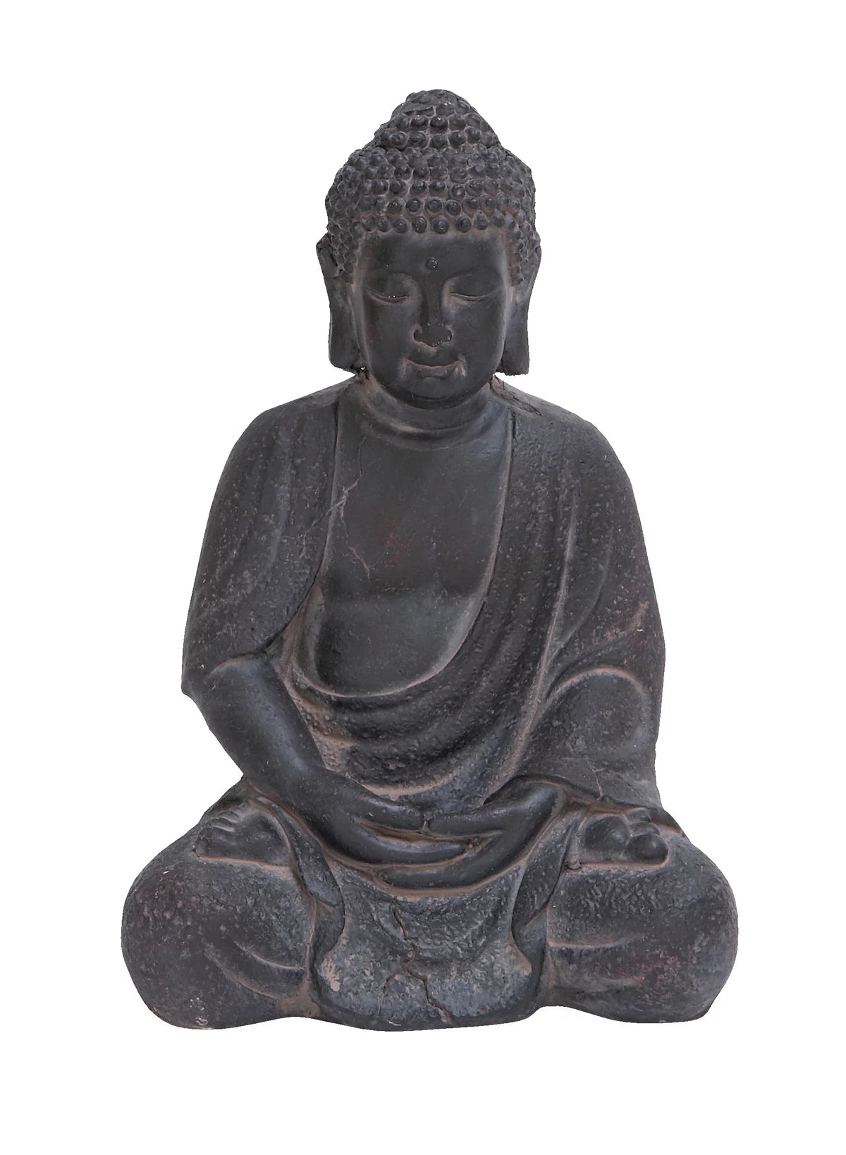 8" x 12" Gray Ceramic Meditating Buddha Sculpture E43844