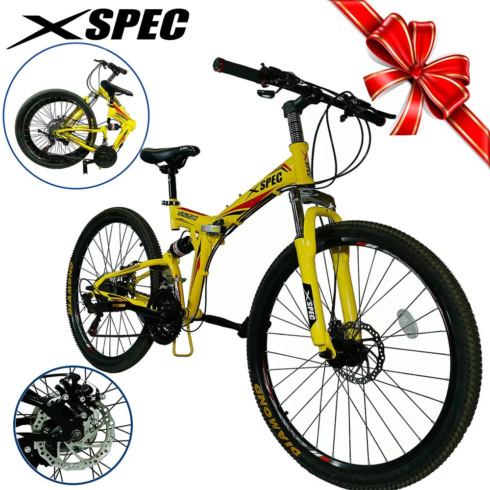 21 Speed Folding Mountain Bike, Black X517827