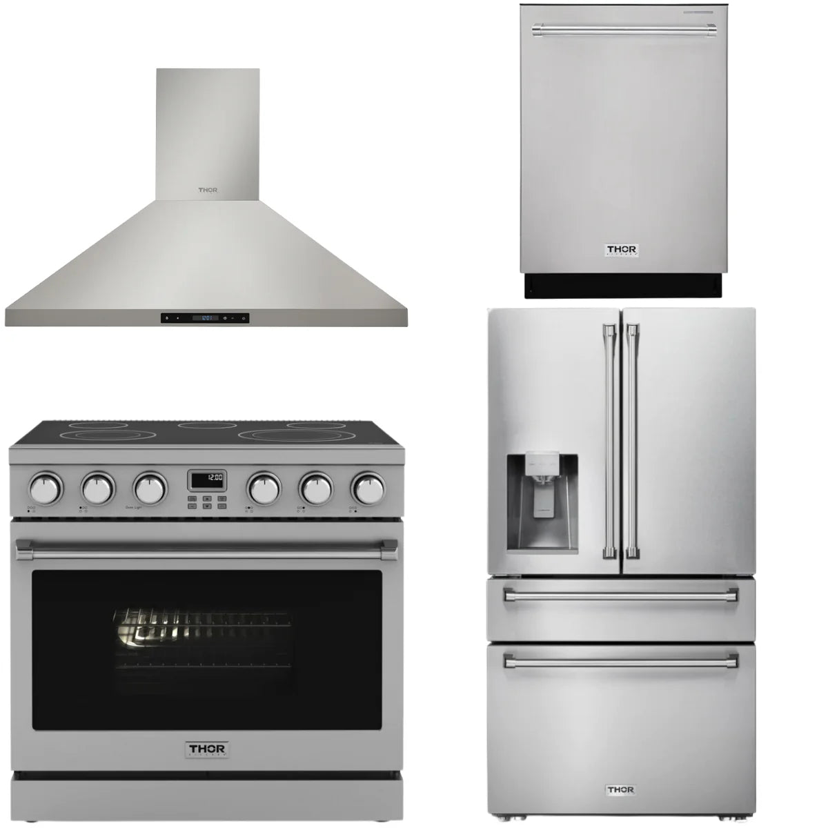 36 Electric Range, Range Hood, Refrigerator and Dishwasher D82259
