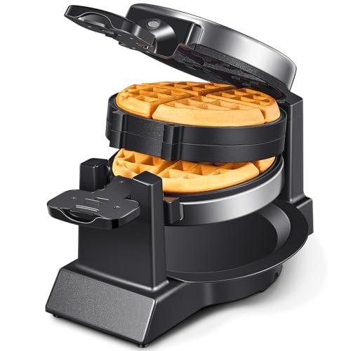 Double Belgian Waffle Maker 180°Flip Nonstick Stainless Steel V2497