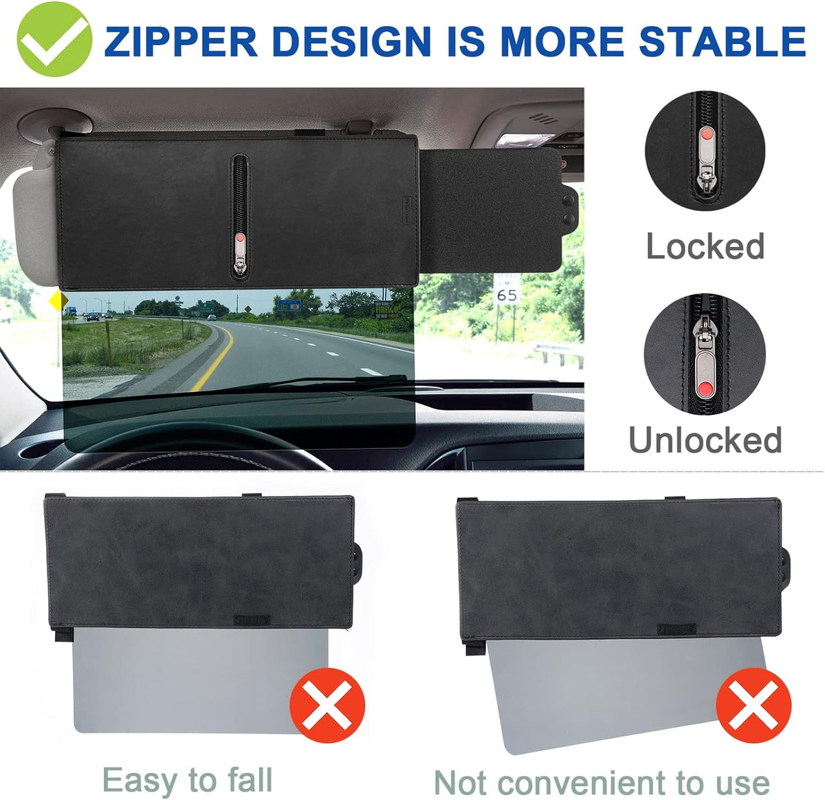2 Pack Polarized UV400 Car Sun Visor Extension with PC Lens and Side Sunshade T3931