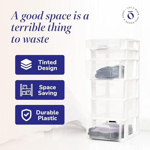 White 6-Tier Clear Plastic Storage Drawer Tower W9180