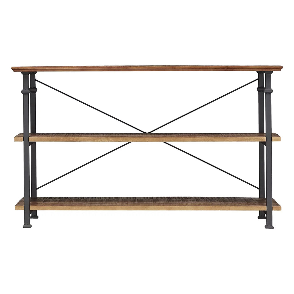 Black Wood Metal Sofa Table TV Stand Console Unit S154
