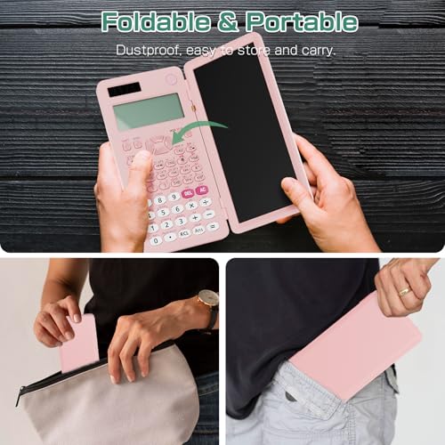 82 MS Foldable 2-Line Display Scientific Calculator with Writing Tablet, Solar and Battery Powered H538086