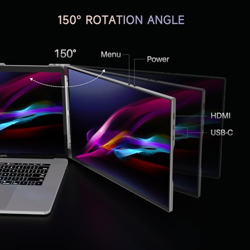 16inch Triple Portable Monitor Aluminum Alloy 1200P with HDMI & USB-C Ports R781