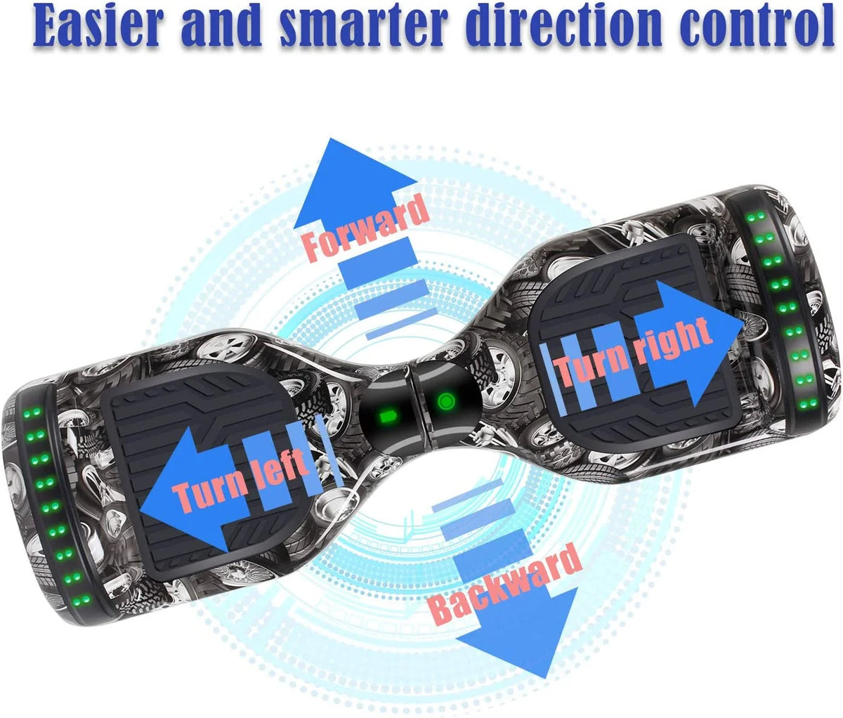 6.5inch Self Balancing Hoverboard with Bluetooth Speaker LED Lights D2628