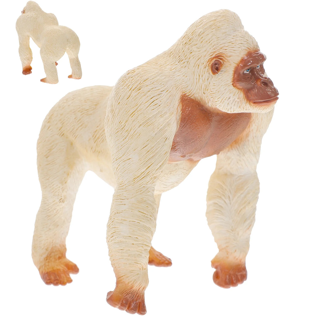 Mini Gorilla Chimpanzee Orangutan Toy Figurine White Plastic Y382946