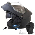 Motorcycle Bluetooth Modular Helmet, DOT Approved Flip Up Full Face Dual Visor Helmet, with Dual Speakers and Microphone E148552