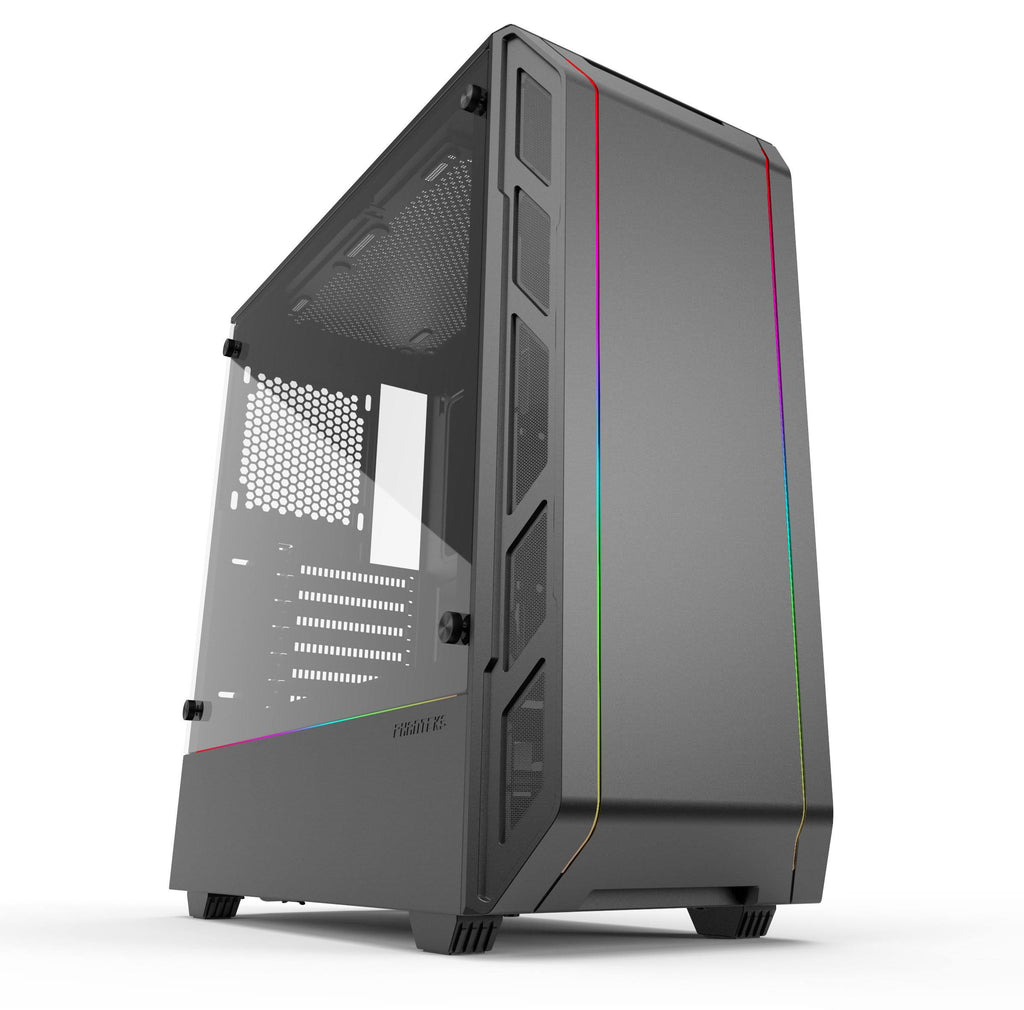 Black Compact EATX Mid-Tower Case with Tempered Glass and Digital RGB I899690