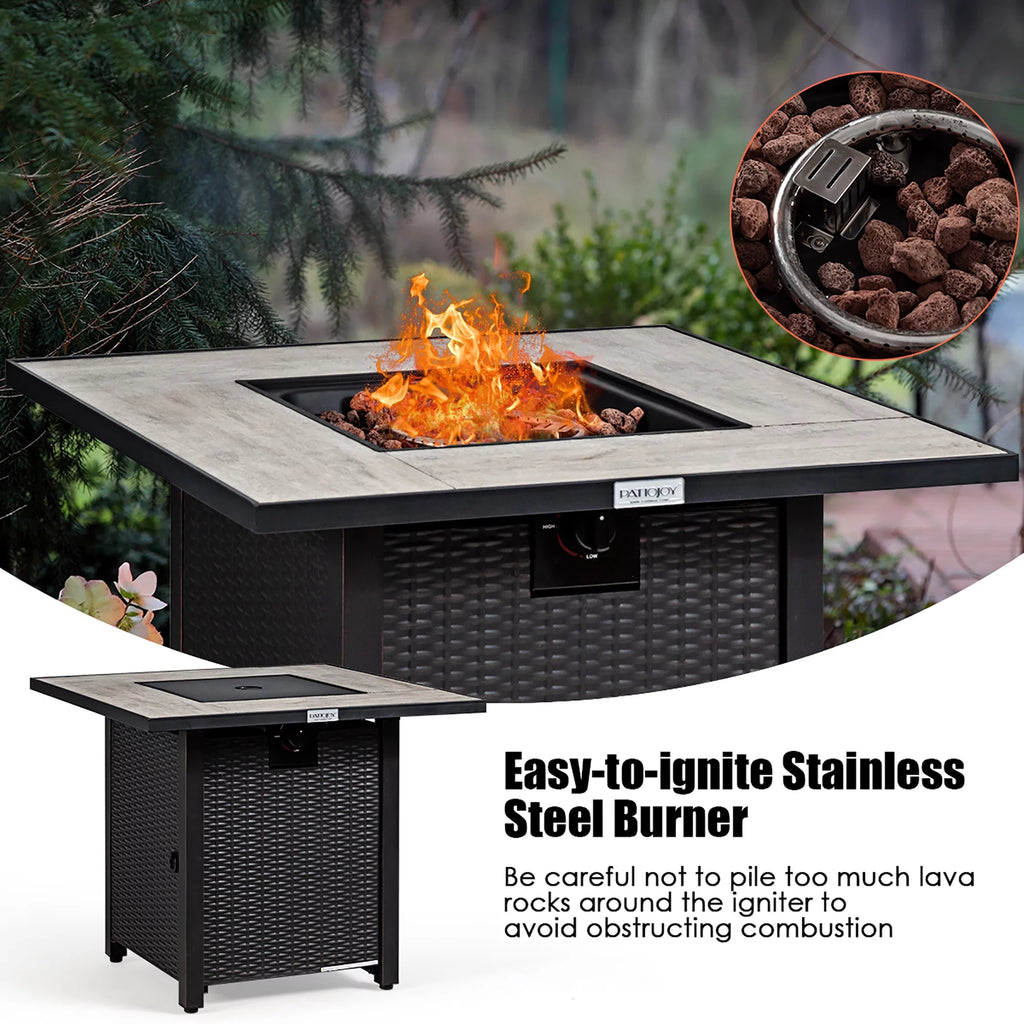 30'' Square Propane Gas Fire Pit Table 50,000 BTU with Cover P312