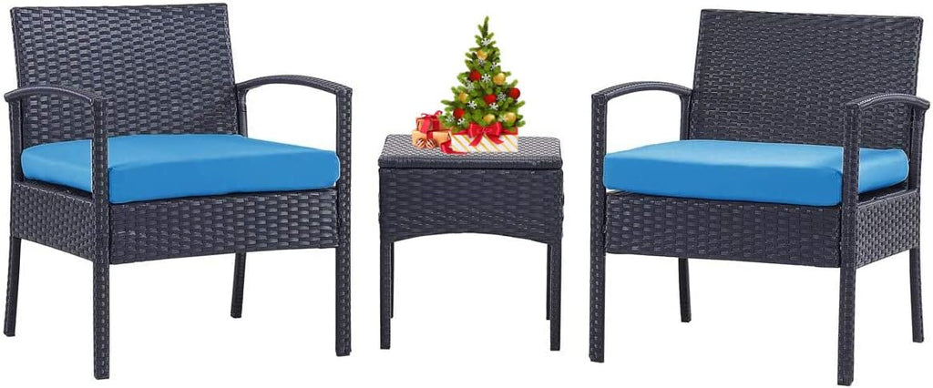 3 PCS Patio Bistro Set with Coffee Table and 2 Rattan Sofas W262