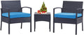 3 PCS Patio Bistro Set with Coffee Table and 2 Rattan Sofas W262