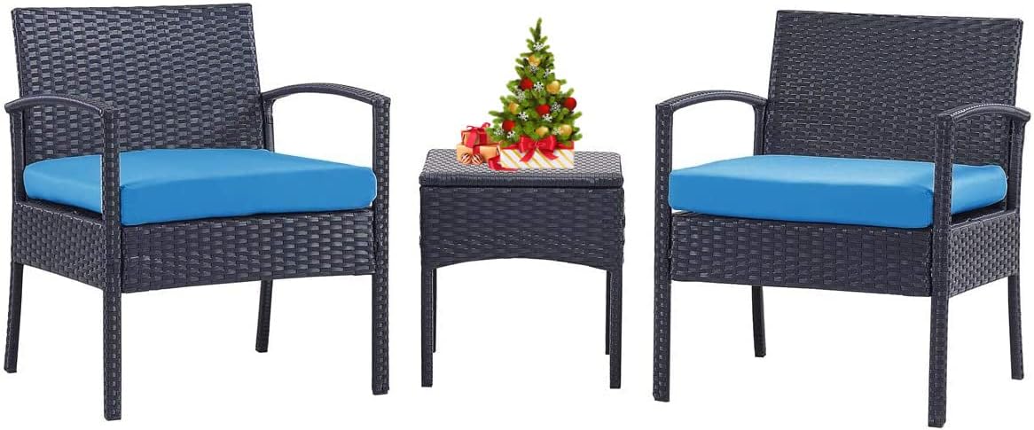3 PCS Patio Bistro Set with Coffee Table and 2 Rattan Sofas W262