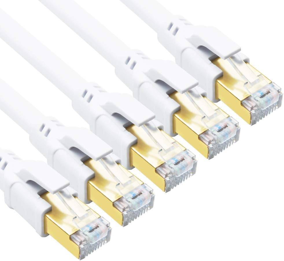 CAT8 Ethernet Cable 15ft 10 Pack Black SFTP 26AWG Gold Plated RJ45 Connector F524