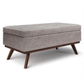 Distressed Grey Faux Leather Lift Top Storage Ottoman S711