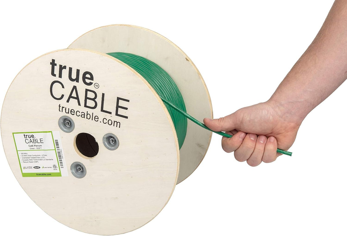 White Cat6 Plenum 500ft Bare Copper Ethernet Cable F54116