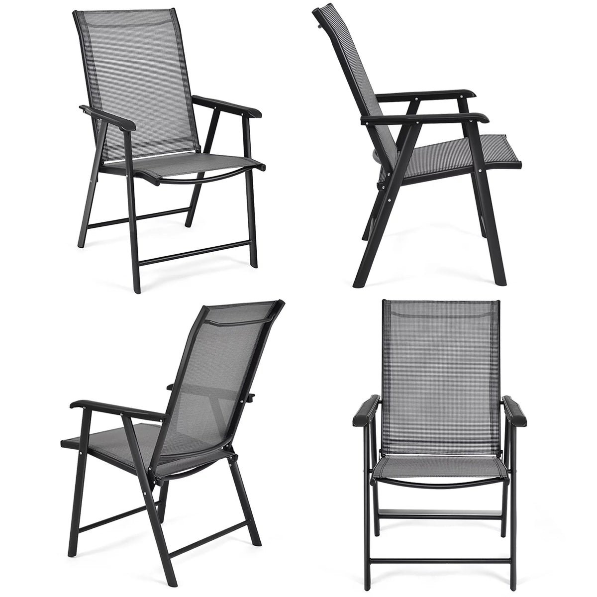 Set of 4 Outdoor Folding Chairs with Armrest T505518