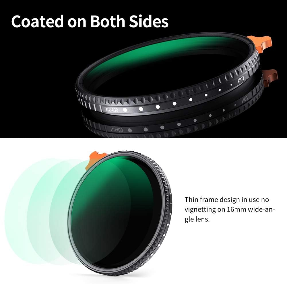 72mm Variable ND Filter ND2-ND400 with Multi-Layer Coatings AGC Glass K456