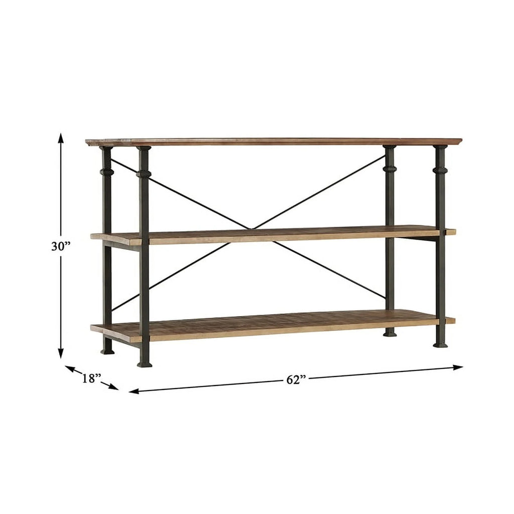 Black Wood Metal Sofa Table TV Stand Console Unit S154