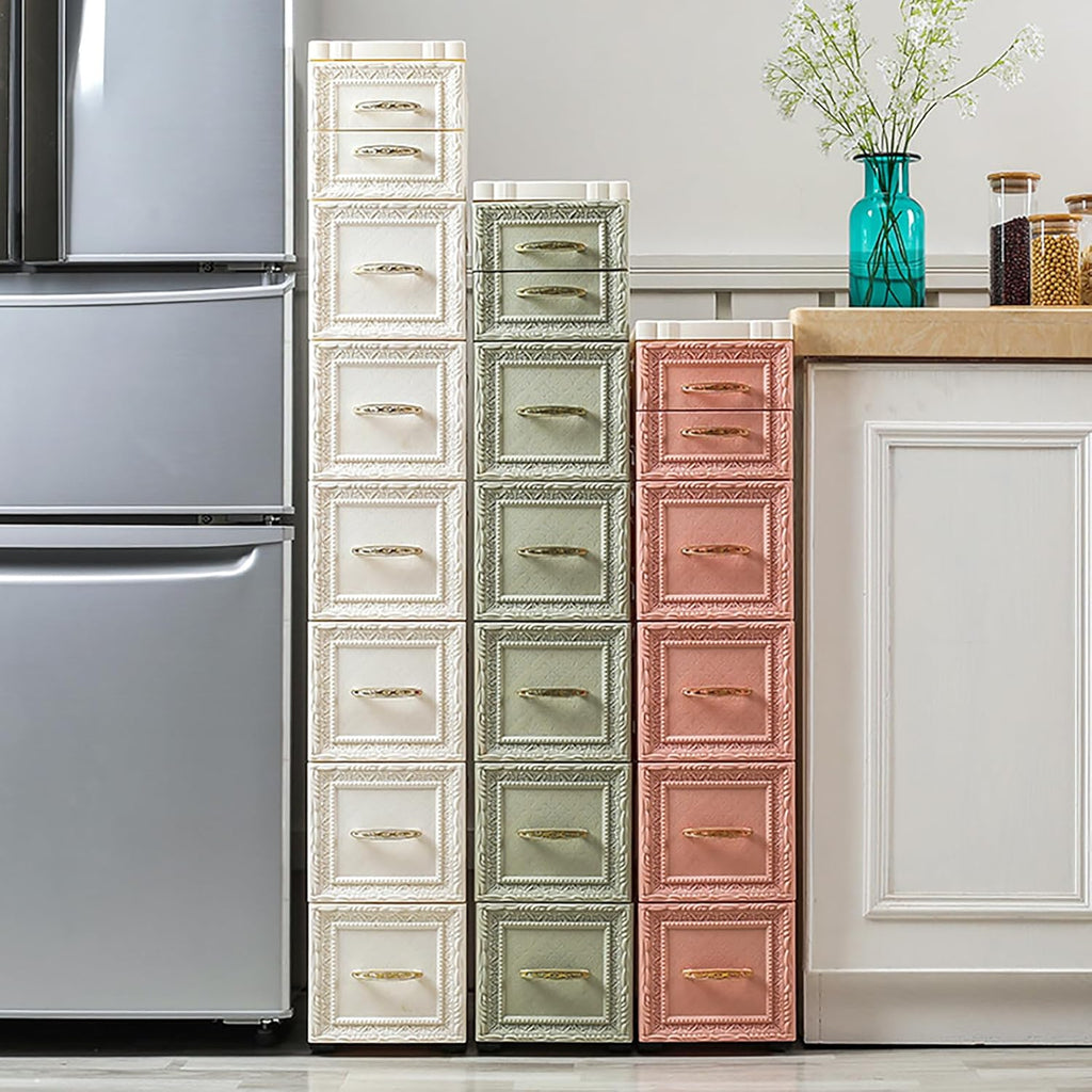 8 Drawer Narrow Storage Cabinet with Pull Handles I7315