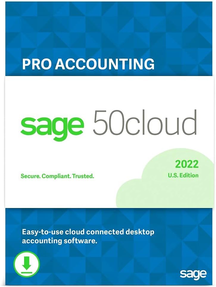 Sage 50cloud Pro Accounting 2022 U.S. One Year Subscription Personal Accounting Software F668