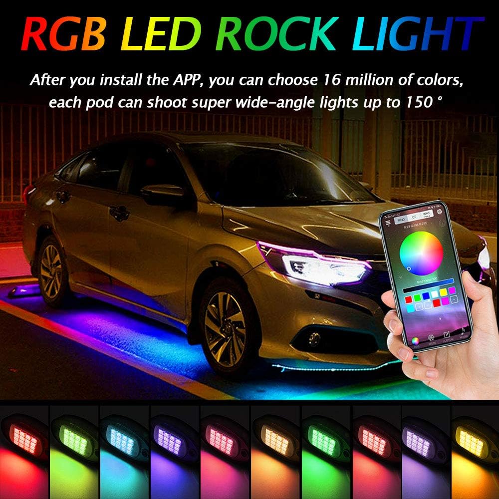 10 Pods RGB LED Rock Lights with Remote Control H6711
