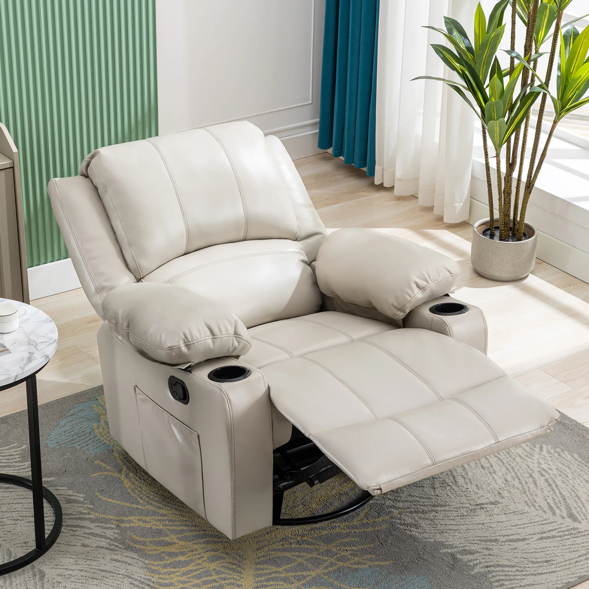 38.19" Wide Manual Swivel Rocker Recliner Chair with Massager and Heat I87454