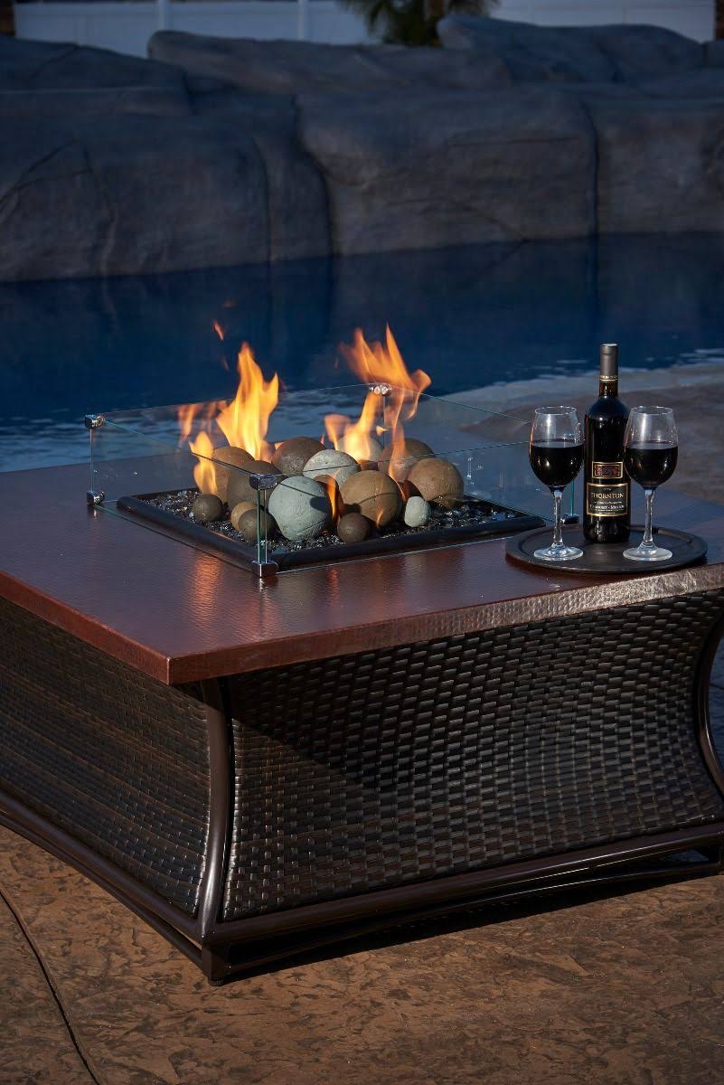 Fire Pit Glass Wind Guard, Square, 35.5x35.5x22 B85469