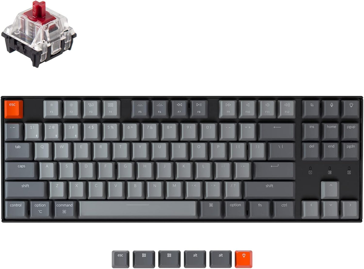 87 Keys Tenkeyless Wireless Mechanical Keyboard with White LED Backlight H284