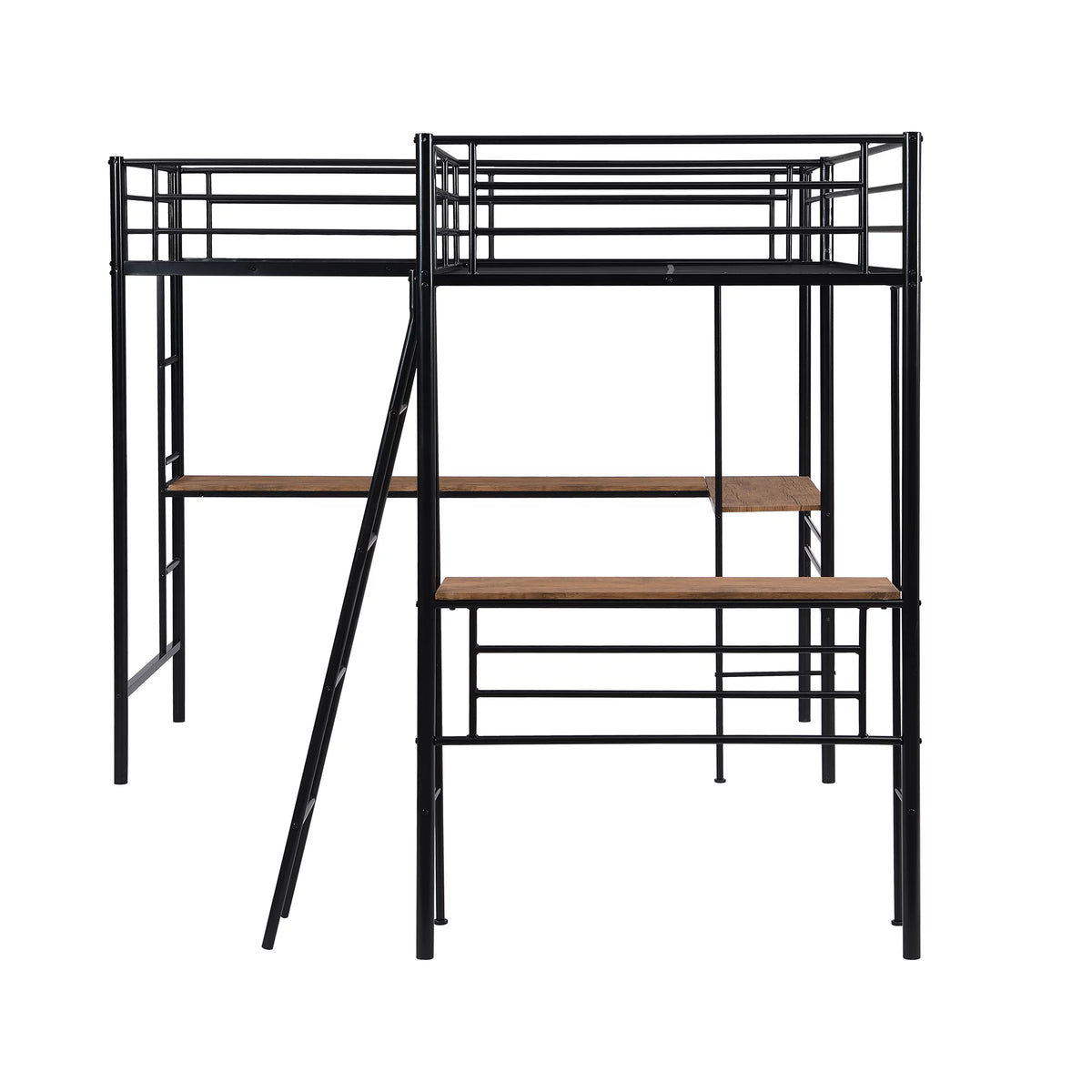 Twin Metal Loft Bed with Desk and Ladders O445298