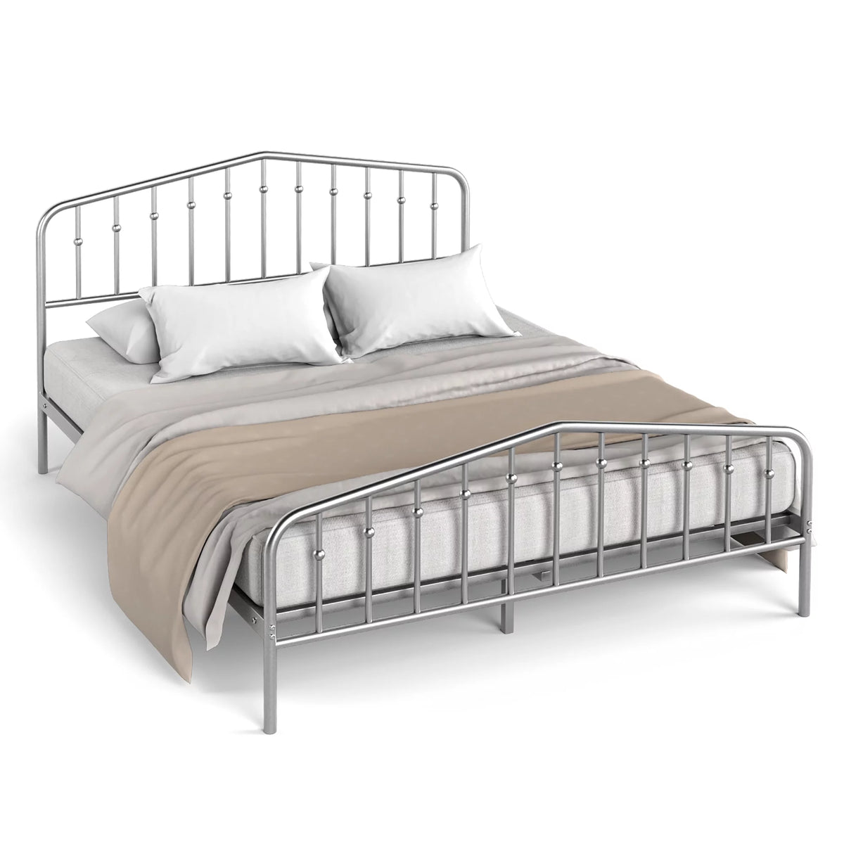 Queen Size Metal Bed Frame with Headboard and Footboard Z9881