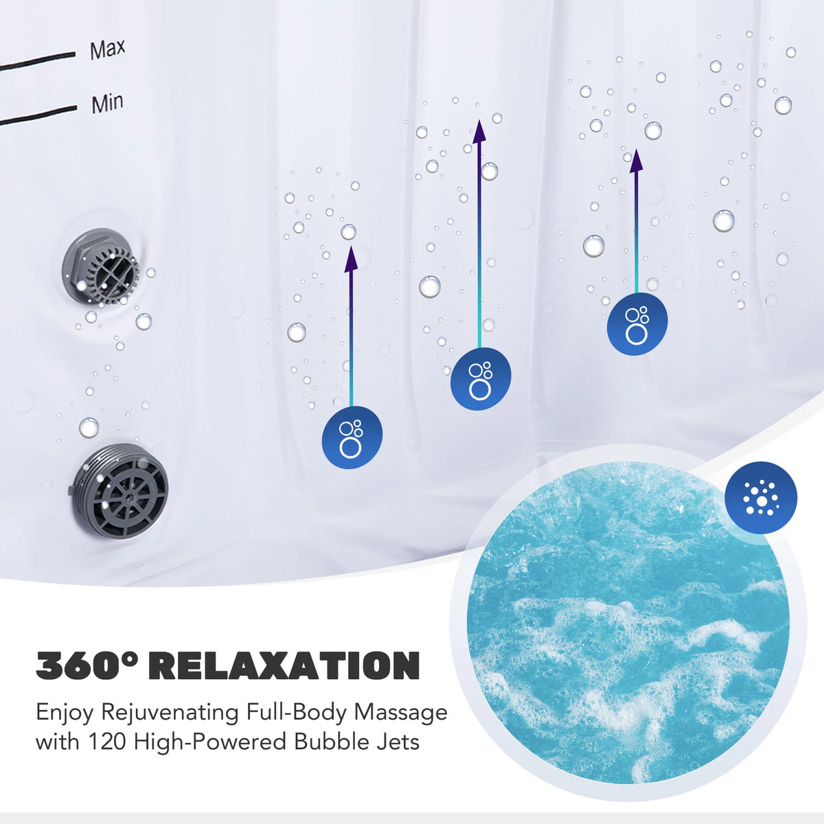 4 Person 6ft Inflatable Hot Tub Pool with Massage Jets S439