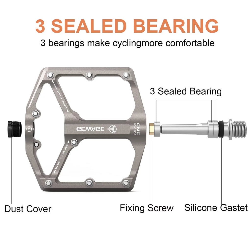 3 Bearings 9/16” CNC Machined Flat Bike Pedals X688
